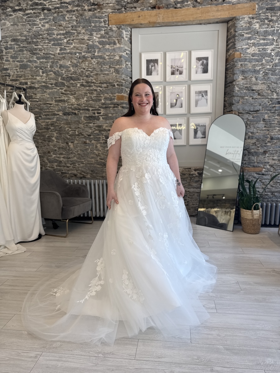 Gracyn lace plus size wedding dress at Runway Bridal