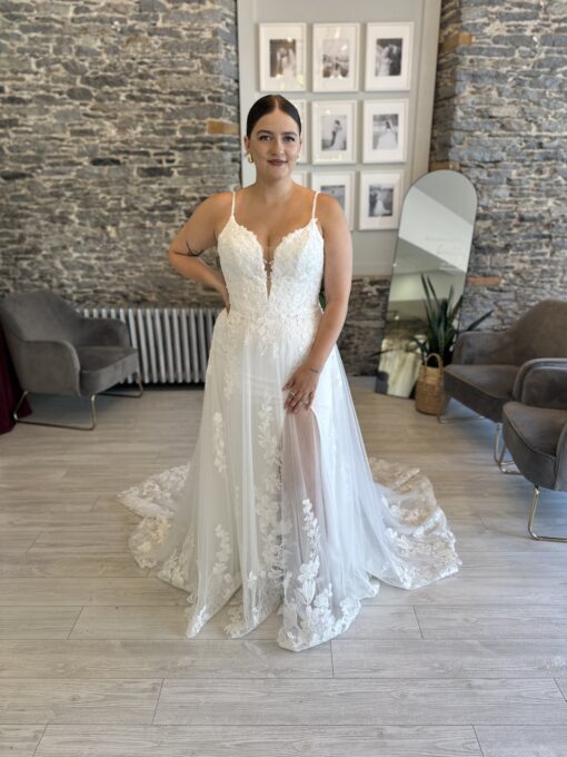 Liliana, a lace wedding dress with sparkle detail