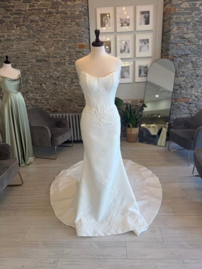 Leilani wedding dress with lace sleeves