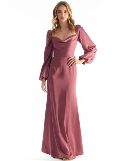 31221 morilee satin long sleeve bridesmaid dress