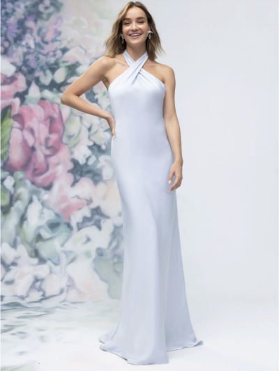 Halter neck satin bridesmaid dress by morilee at Runway Bridal